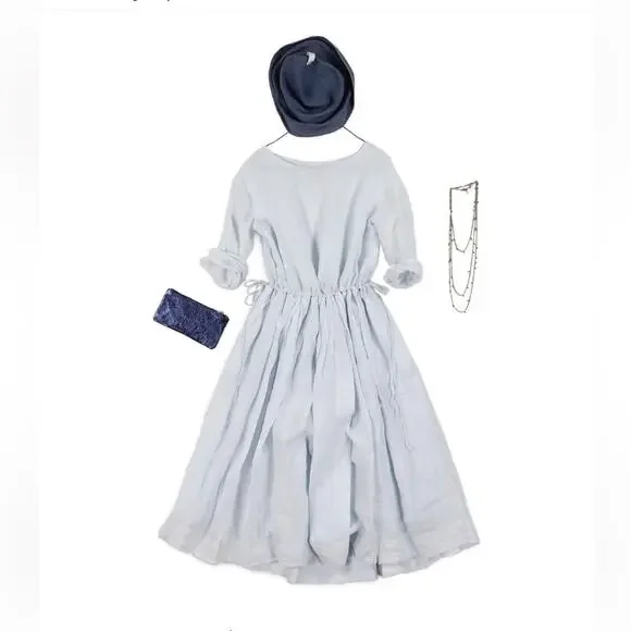 MANUELLE GUIBAL red Poplin pop over dress with drawstring waist S - Picture 9 of 10